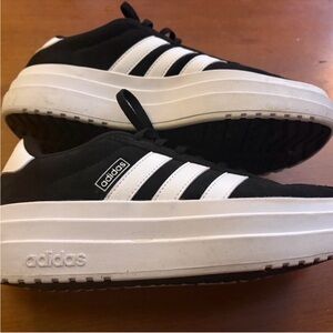 Adidas Black and White Platform Shoes